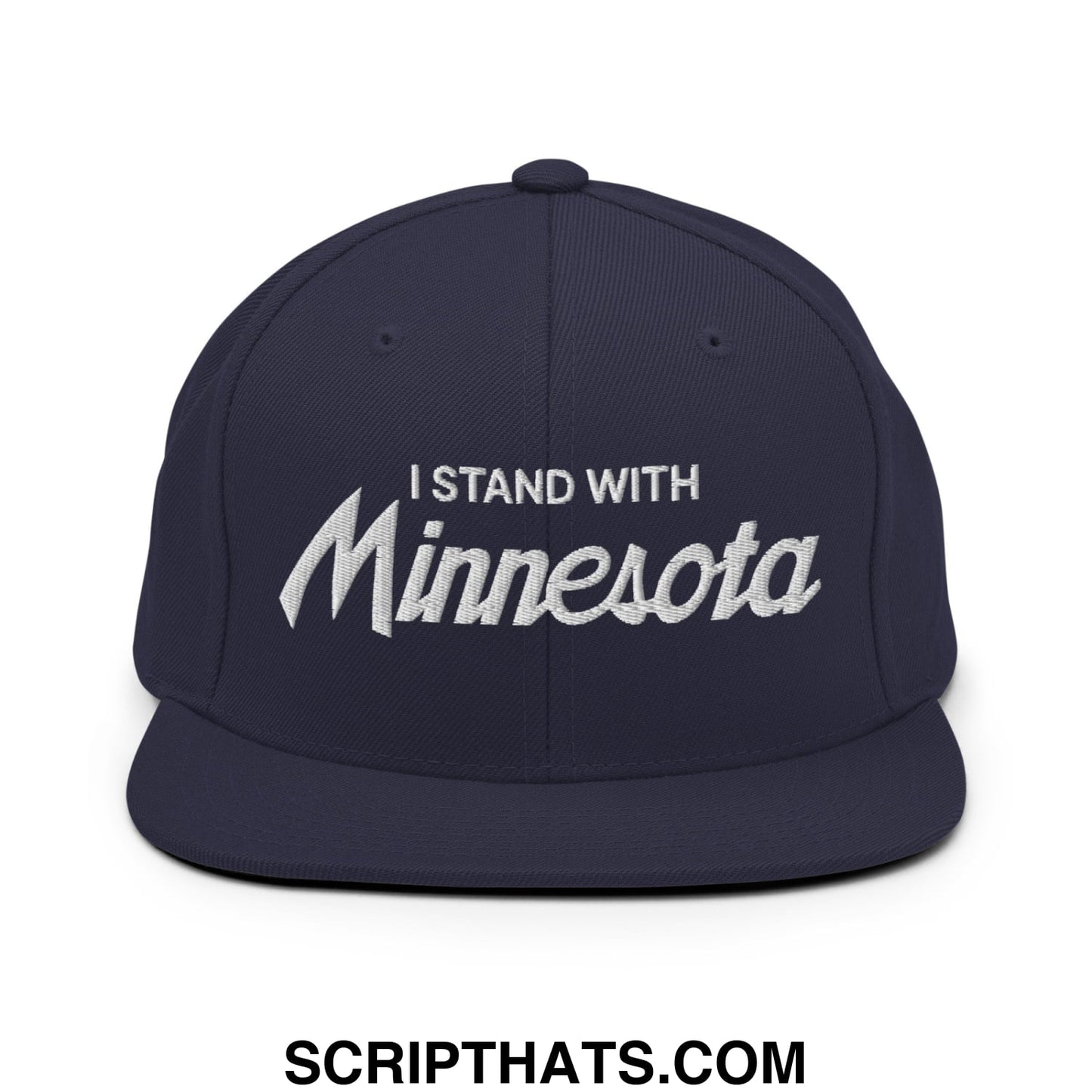 I Stand With Minnesota Embroidered Flat Bill Brim Snapback Hat Navy
