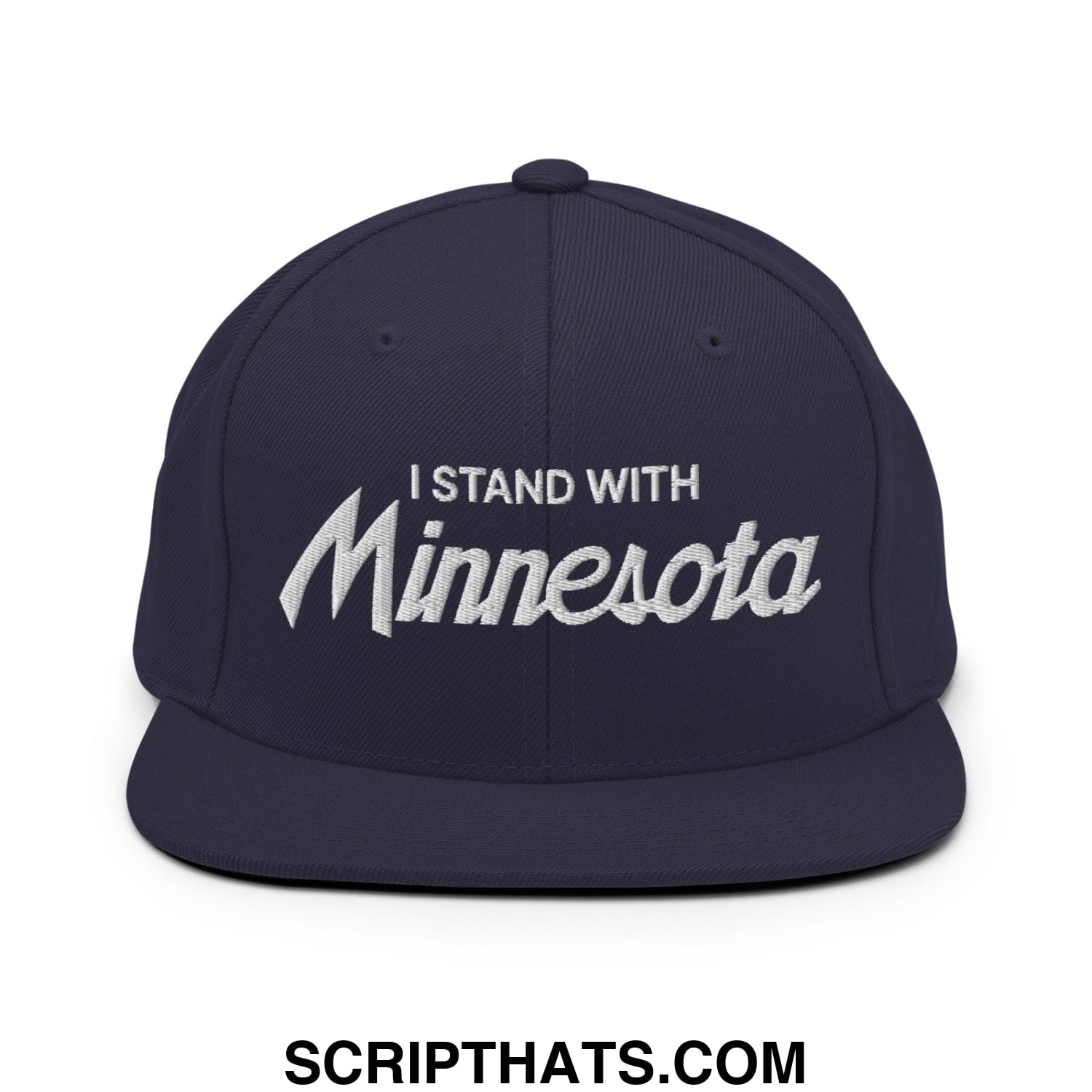 I Stand With Minnesota Embroidered Flat Bill Brim Snapback Hat Navy
