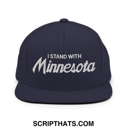 I Stand With Minnesota Embroidered Flat Bill Brim Snapback Hat Navy