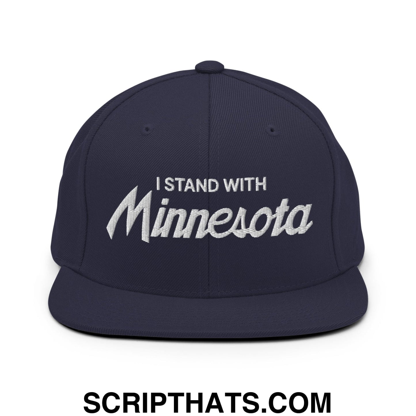 I Stand With Minnesota Embroidered Flat Bill Brim Snapback Hat Navy