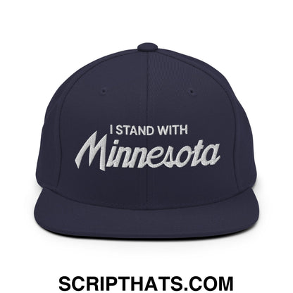 I Stand With Minnesota Embroidered Flat Bill Brim Snapback Hat Navy