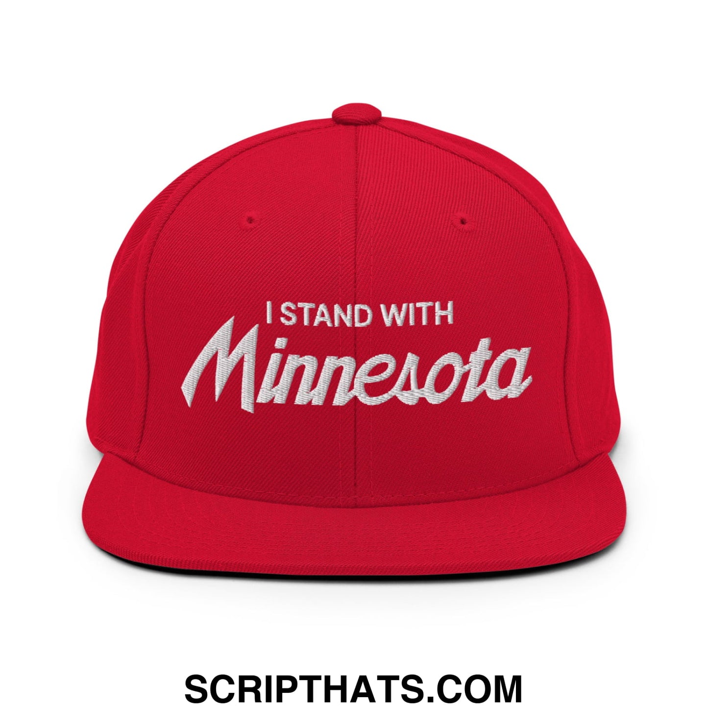 I Stand With Minnesota Embroidered Flat Bill Brim Snapback Hat Red