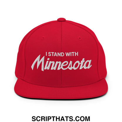 I Stand With Minnesota Embroidered Flat Bill Brim Snapback Hat Red