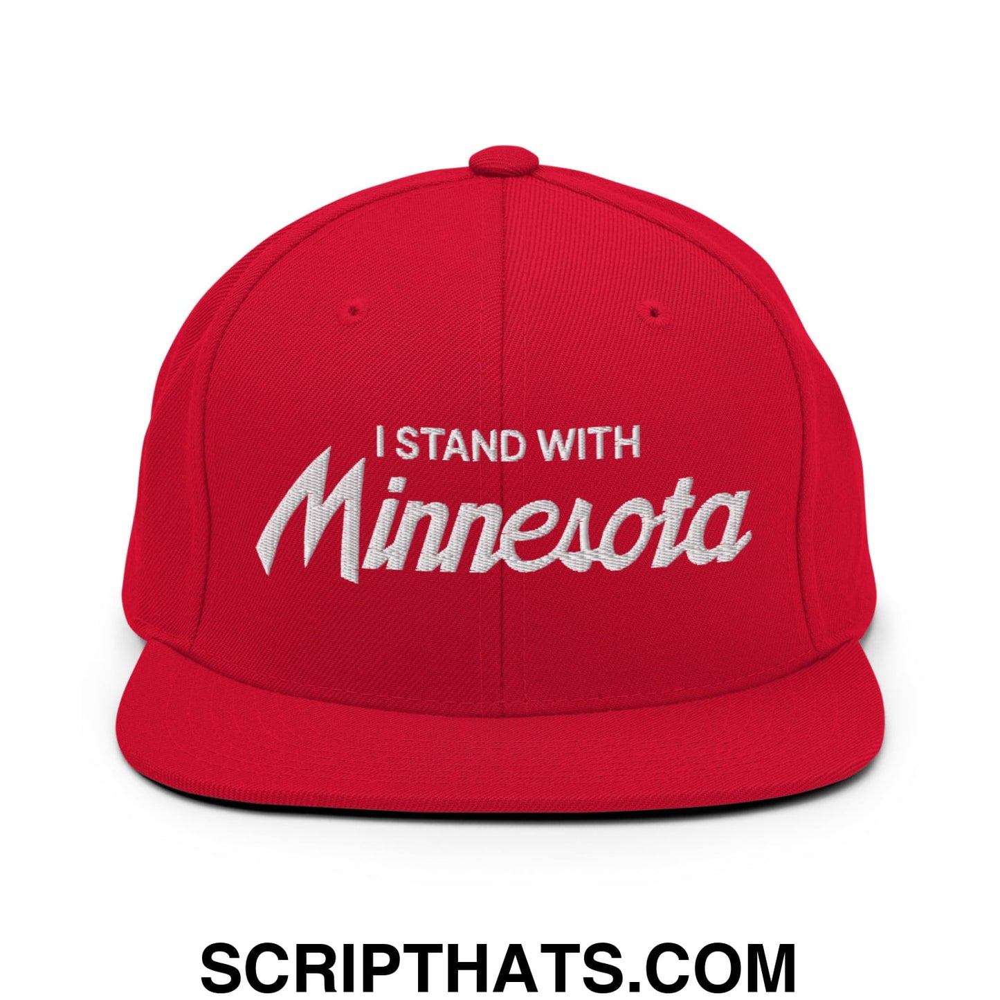 I Stand With Minnesota Embroidered Flat Bill Brim Snapback Hat Red