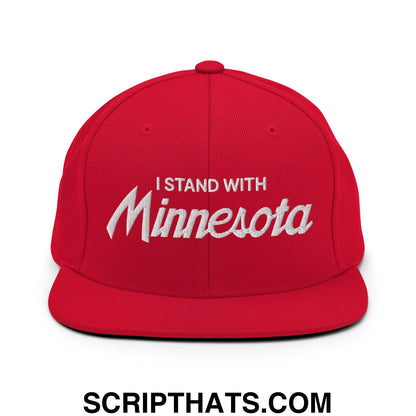 I Stand With Minnesota Embroidered Flat Bill Brim Snapback Hat Red