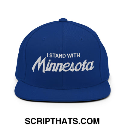 I Stand With Minnesota Embroidered Flat Bill Brim Snapback Hat Royal Blue