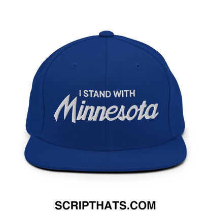 I Stand With Minnesota Embroidered Flat Bill Brim Snapback Hat Royal Blue