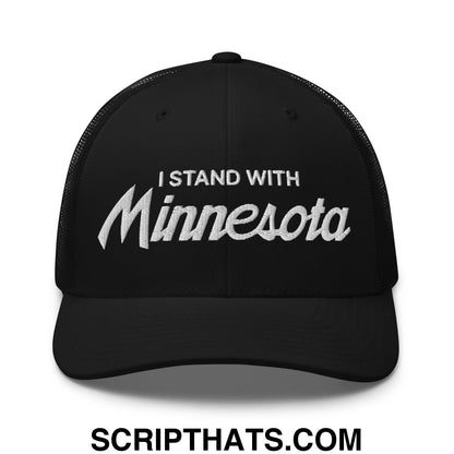 I Stand With Minnesota Embroidered Mesh Trucker Hat Black