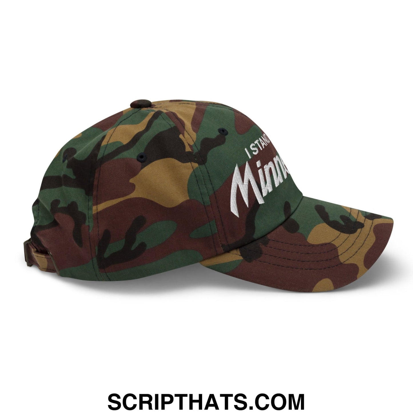 I Stand With Minnesota Embroidered Unstructured Dad Hat Green Camo