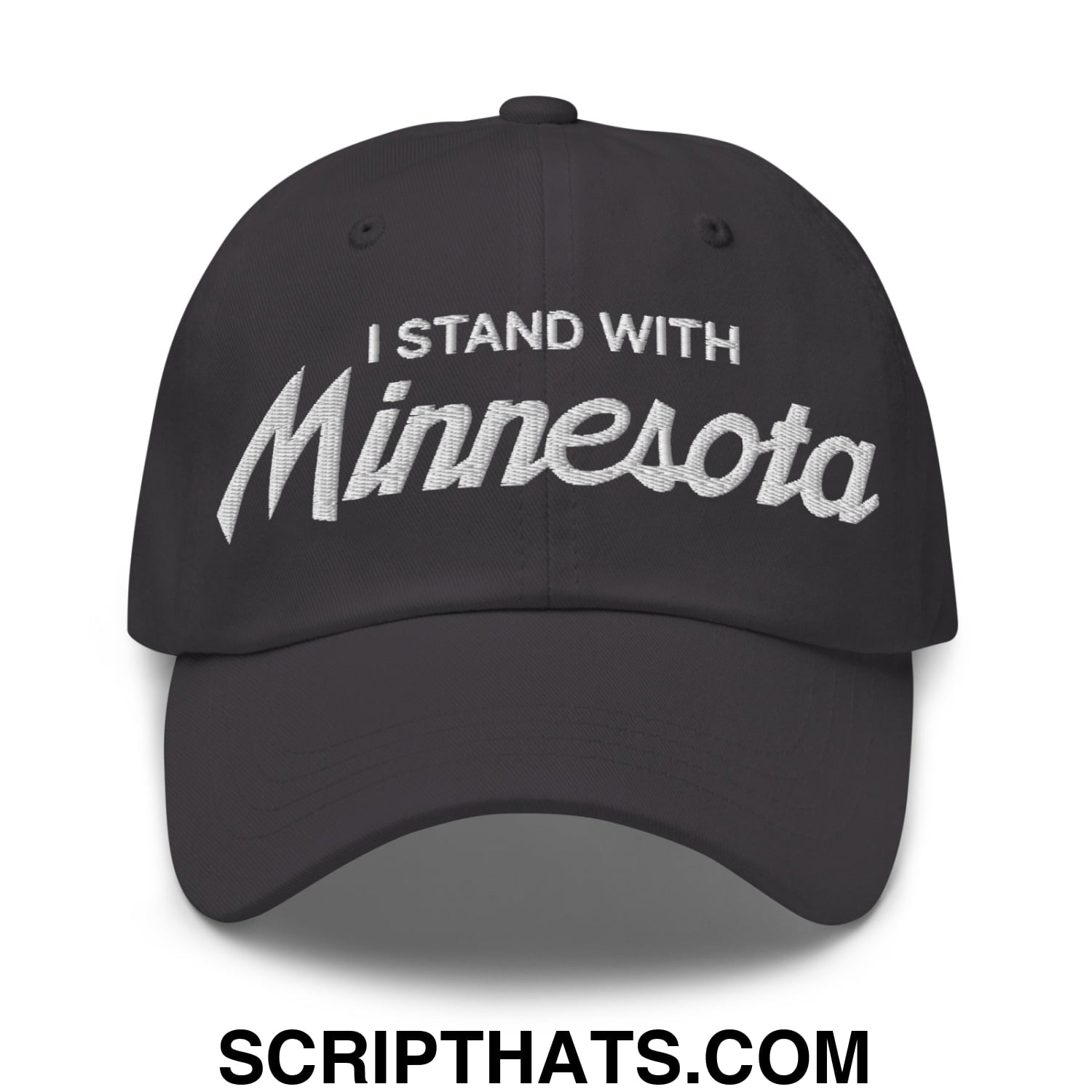 I Stand With Minnesota Embroidered Unstructured Dad Hat Dark Grey
