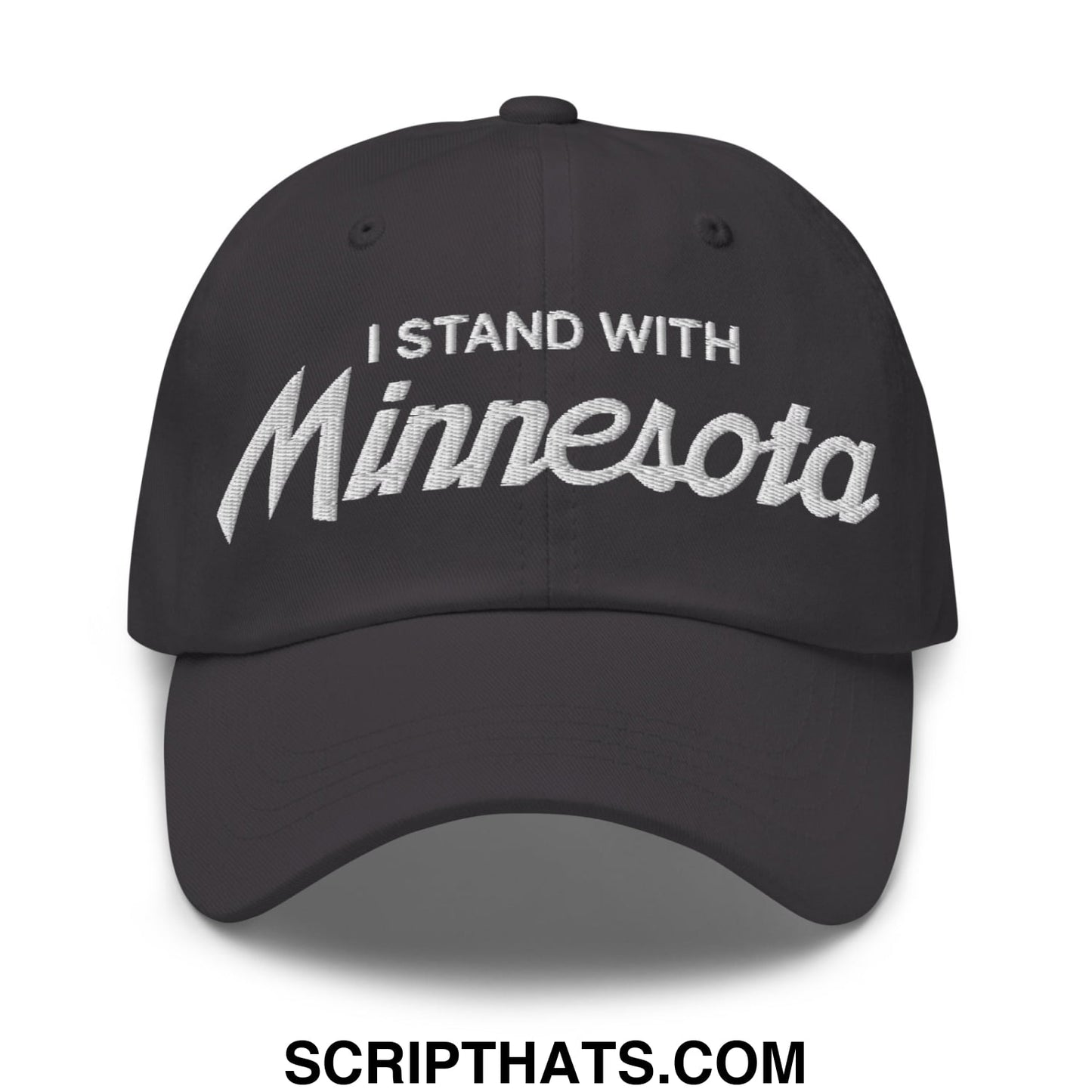 I Stand With Minnesota Embroidered Unstructured Dad Hat Dark Grey