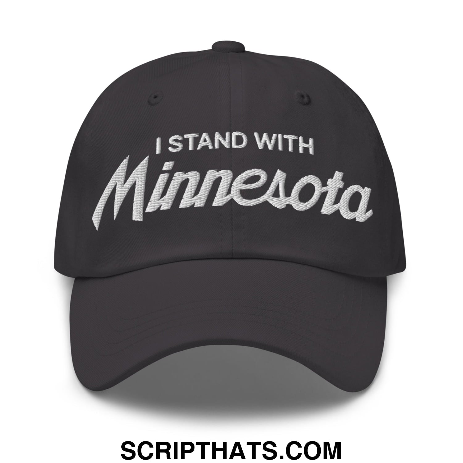 I Stand With Minnesota Embroidered Unstructured Dad Hat Dark Grey