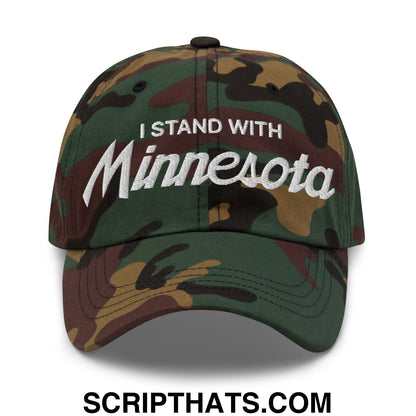 I Stand With Minnesota Embroidered Unstructured Dad Hat Green Camo