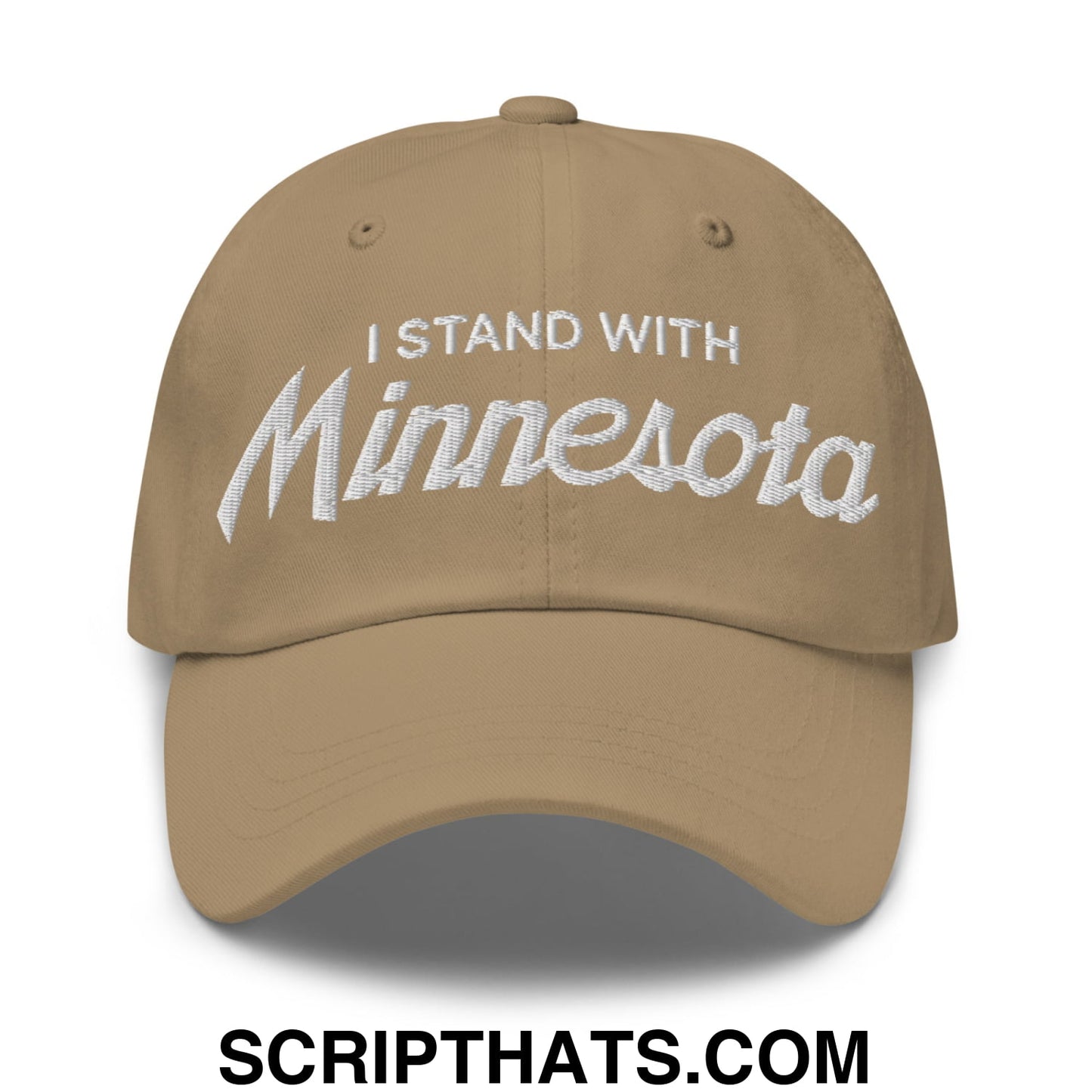 I Stand With Minnesota Embroidered Unstructured Dad Hat Khaki