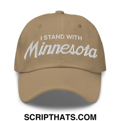 I Stand With Minnesota Embroidered Unstructured Dad Hat Khaki