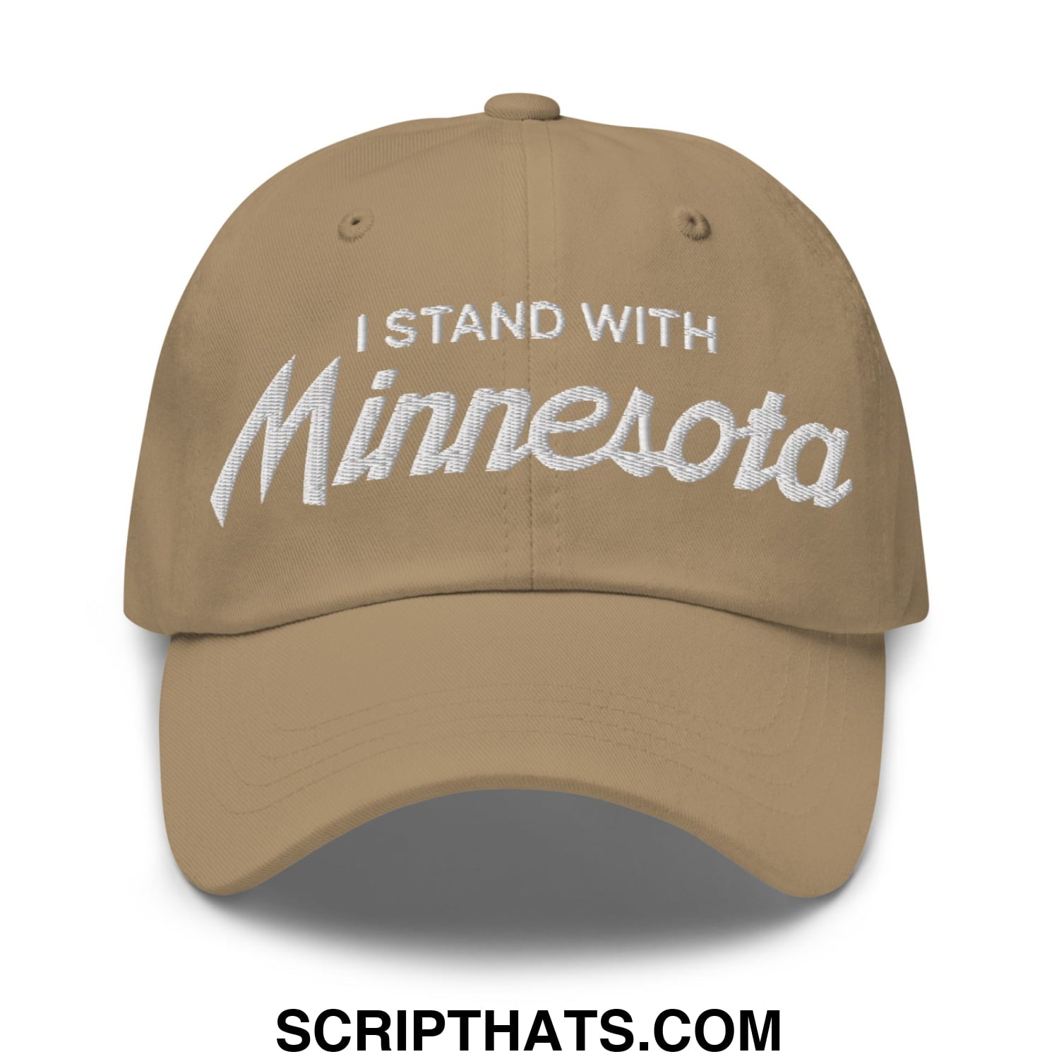 I Stand With Minnesota Embroidered Unstructured Dad Hat Khaki