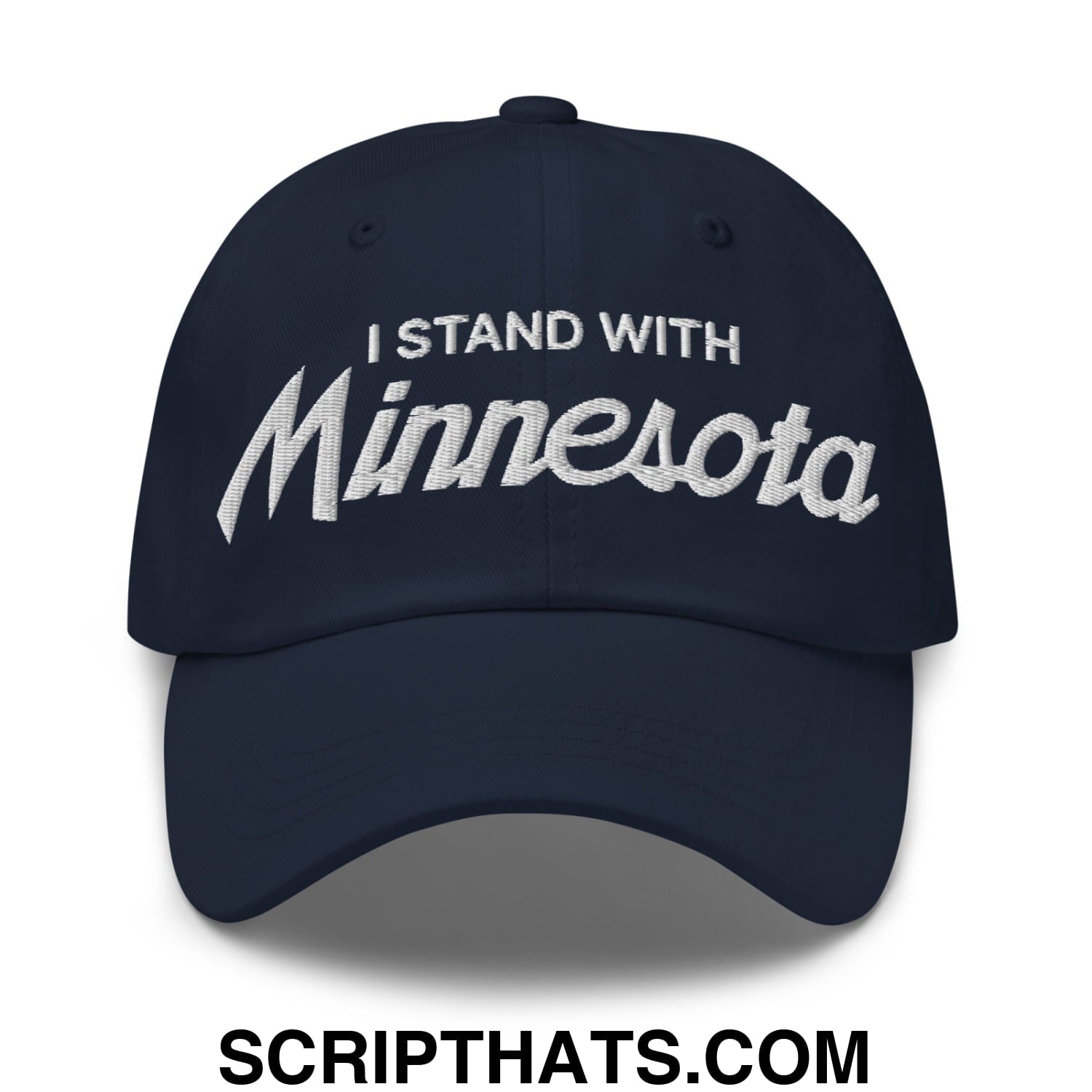 I Stand With Minnesota Embroidered Unstructured Dad Hat Navy