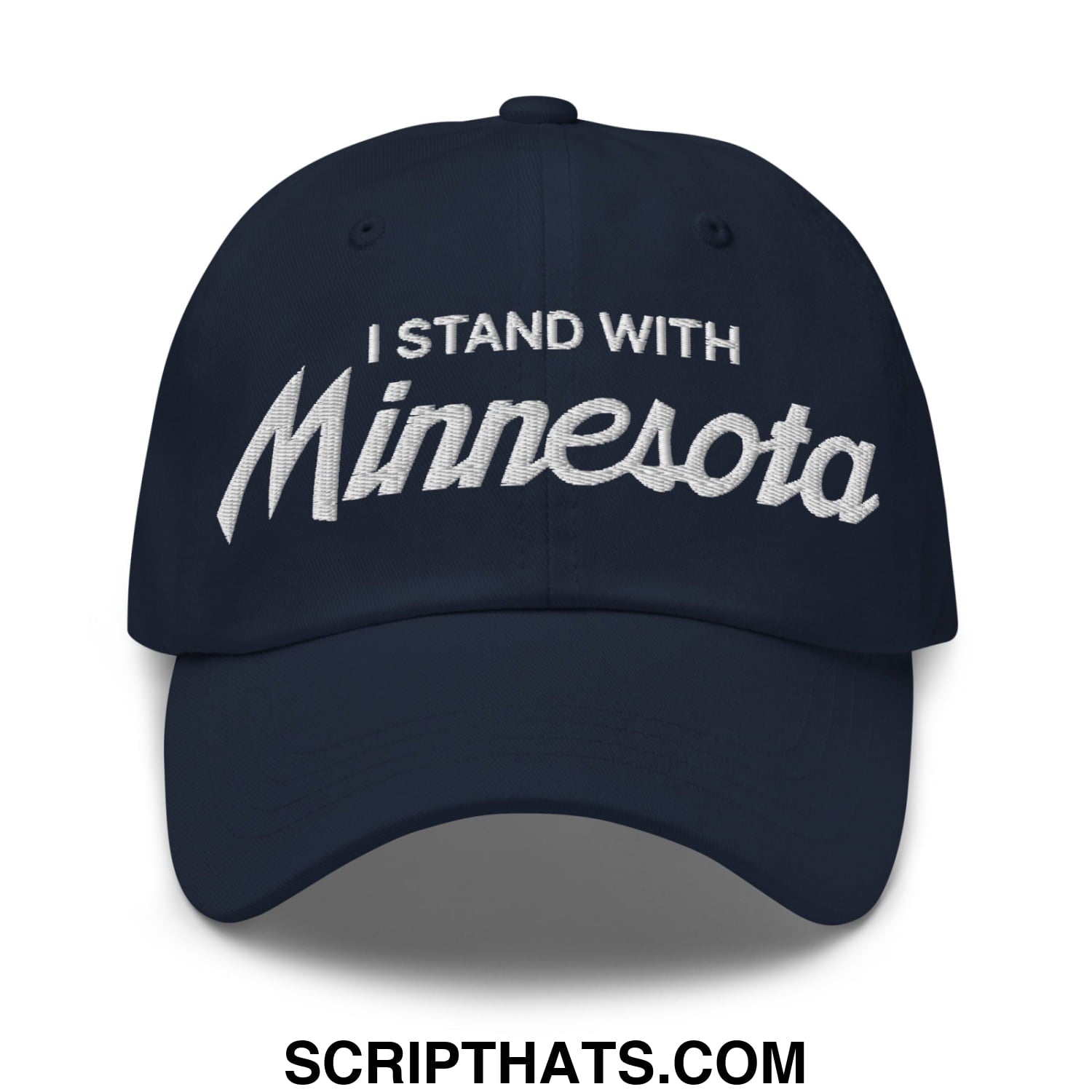 I Stand With Minnesota Embroidered Unstructured Dad Hat Navy