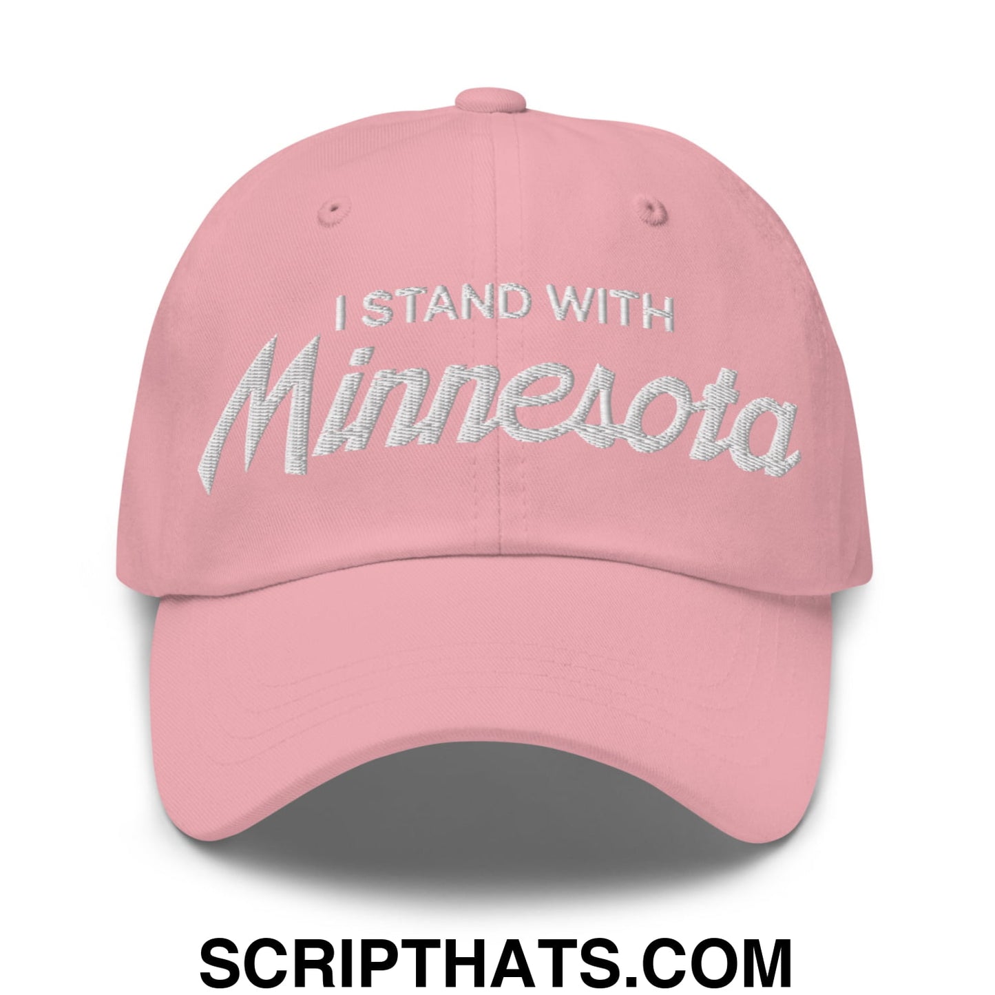 I Stand With Minnesota Embroidered Unstructured Dad Hat Pink