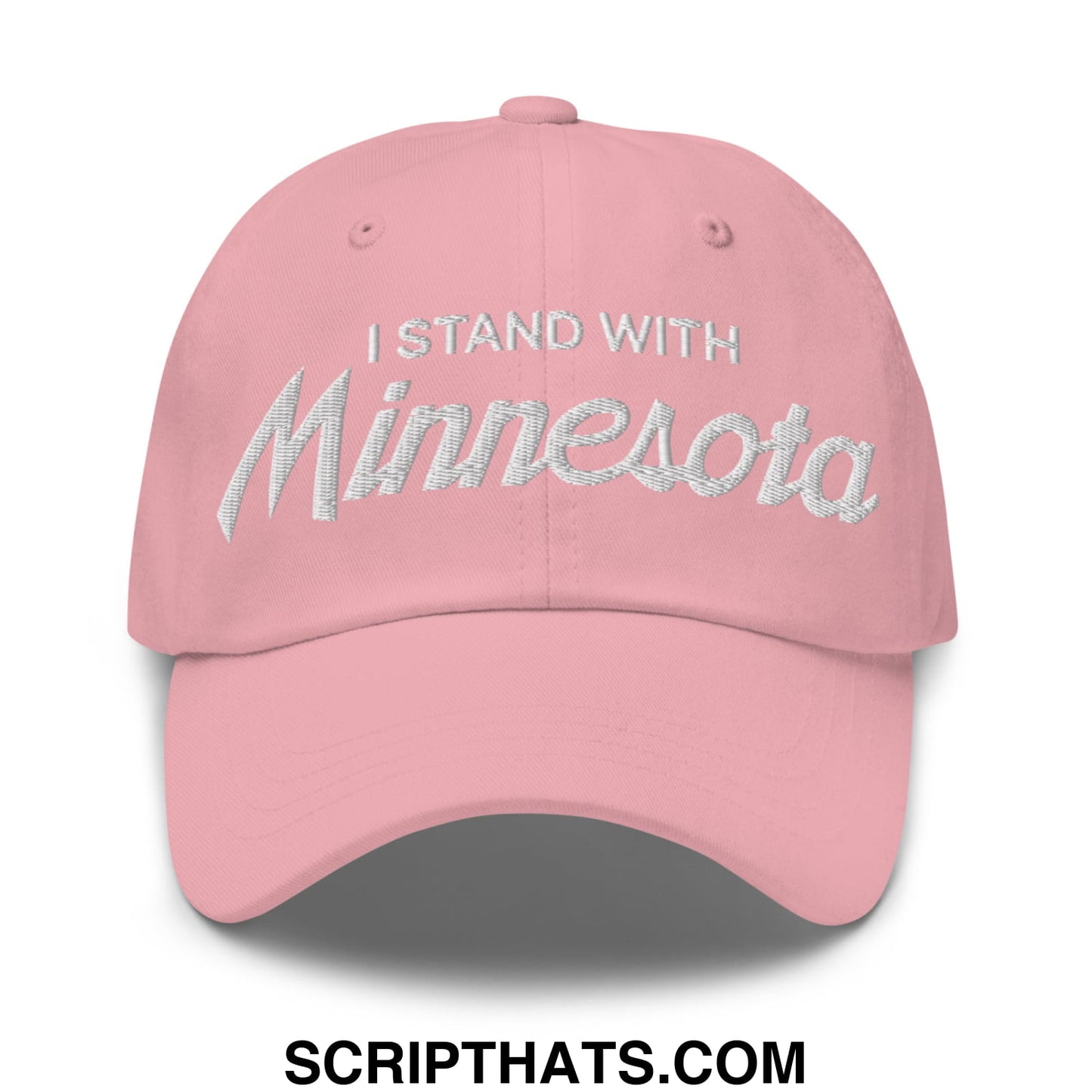I Stand With Minnesota Embroidered Unstructured Dad Hat Pink