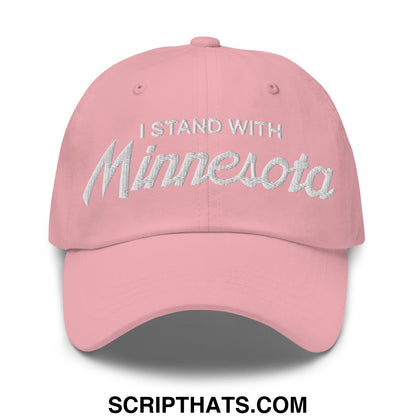 I Stand With Minnesota Embroidered Unstructured Dad Hat Pink