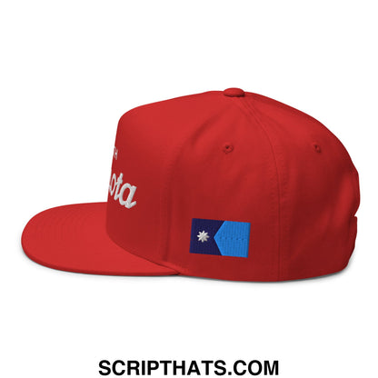 I Stand With Minnesota Flag Embroidered Flat Bill Brim 5 Panel Snapback Hat Red