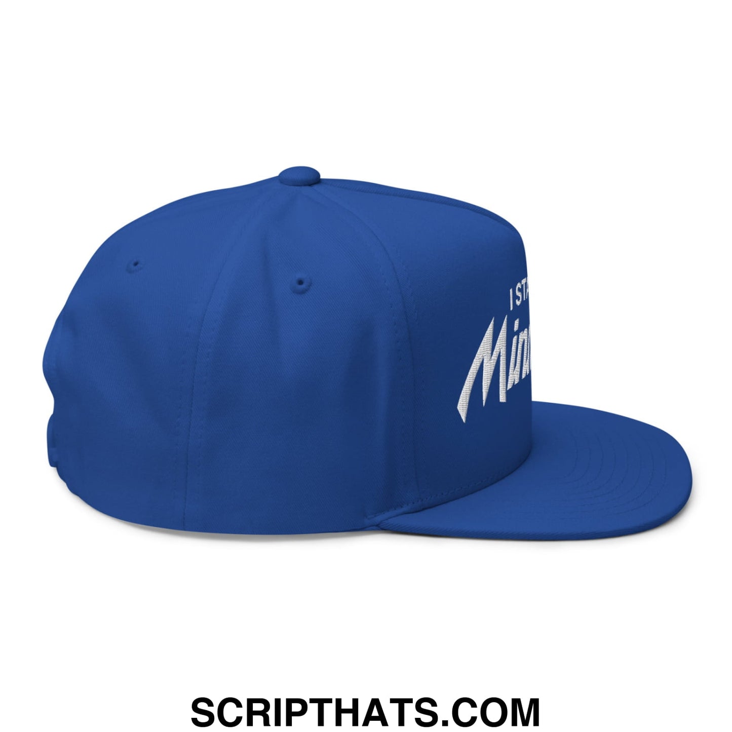 I Stand With Minnesota Flag Embroidered Flat Bill Brim 5 Panel Snapback Hat Royal Blue