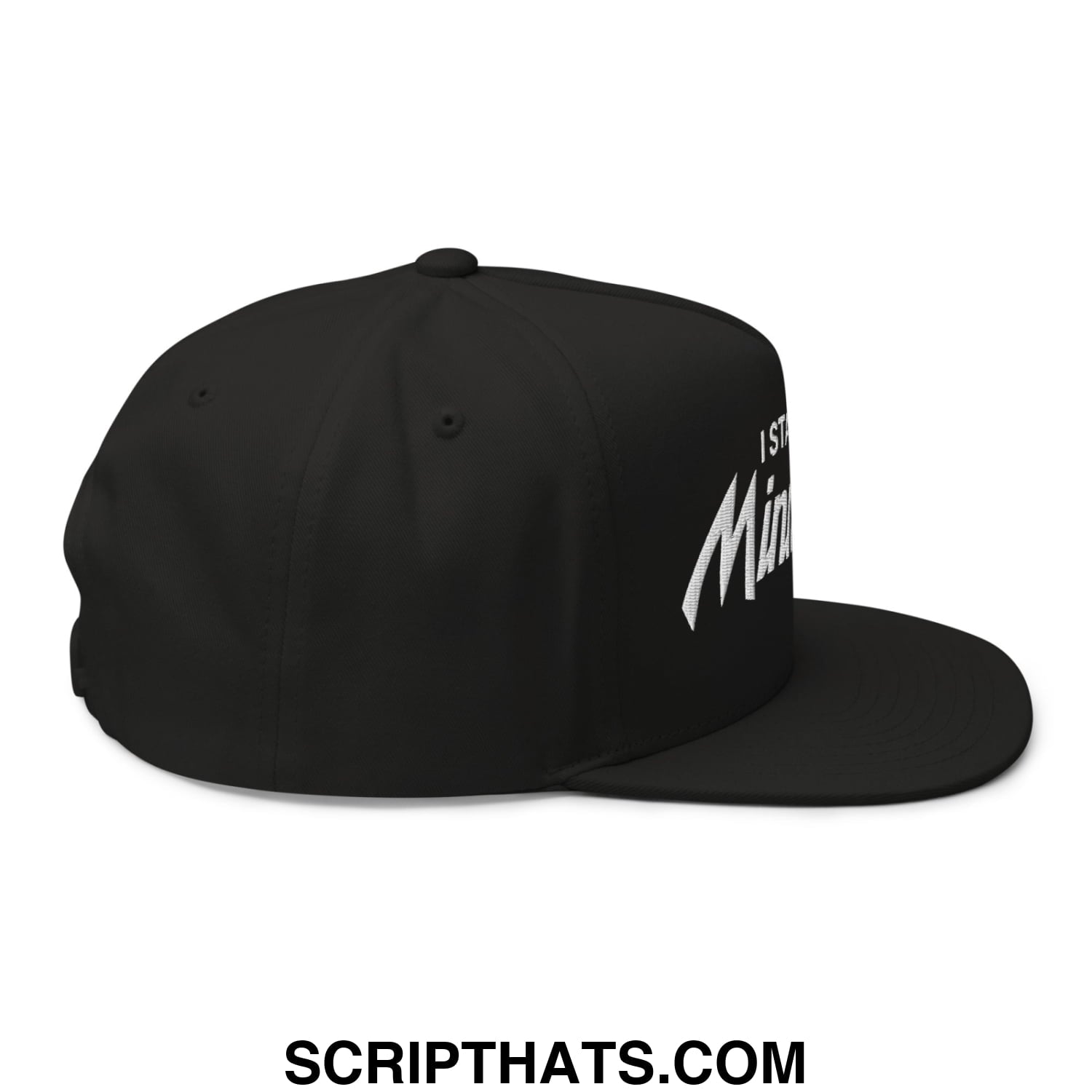 I Stand With Minnesota Flag Embroidered Flat Bill Brim 5 Panel Snapback Hat Black