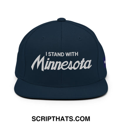 I Stand With Minnesota Flag Embroidered Flat Bill Brim Snapback Hat Dark Navy