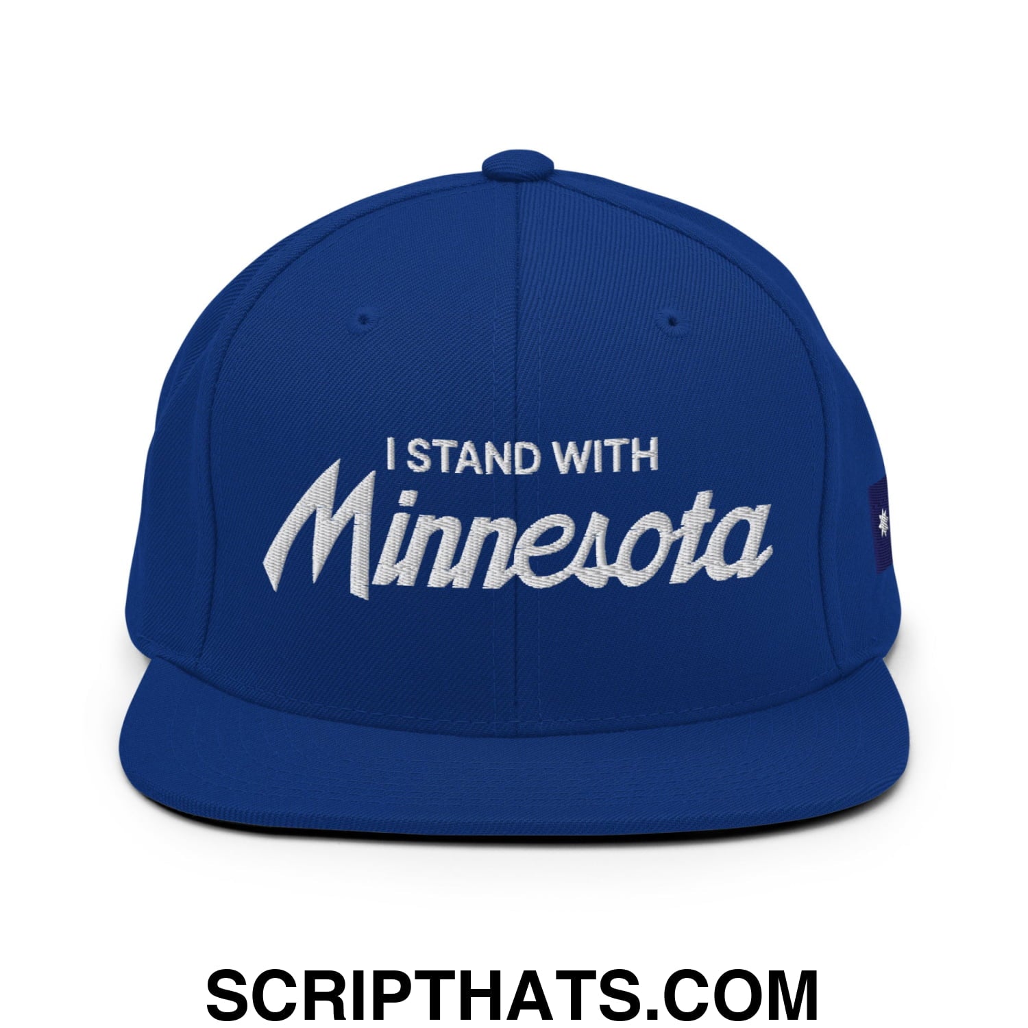 I Stand With Minnesota Flag Embroidered Flat Bill Brim Snapback Hat Royal Blue