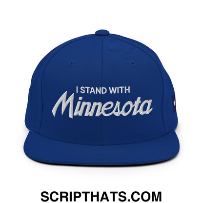 I Stand With Minnesota Flag Embroidered Flat Bill Brim Snapback Hat Royal Blue