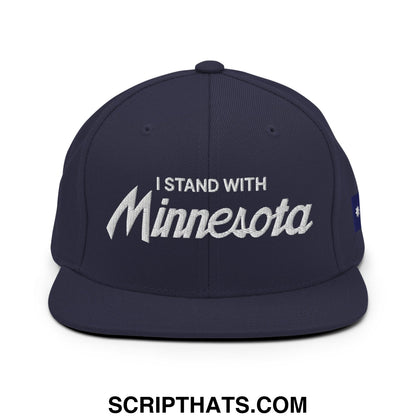 I Stand With Minnesota Flag Embroidered Flat Bill Brim Snapback Hat Navy
