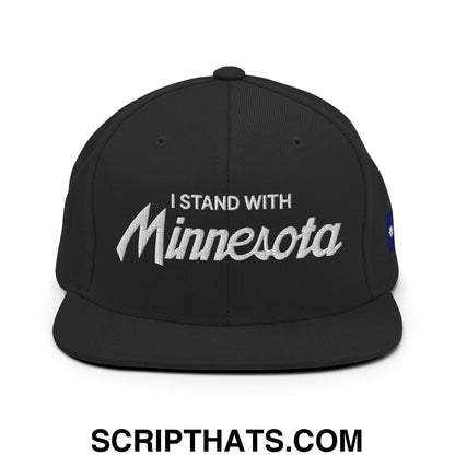 I Stand With Minnesota Flag Embroidered Flat Bill Brim Snapback Hat Dark Navy