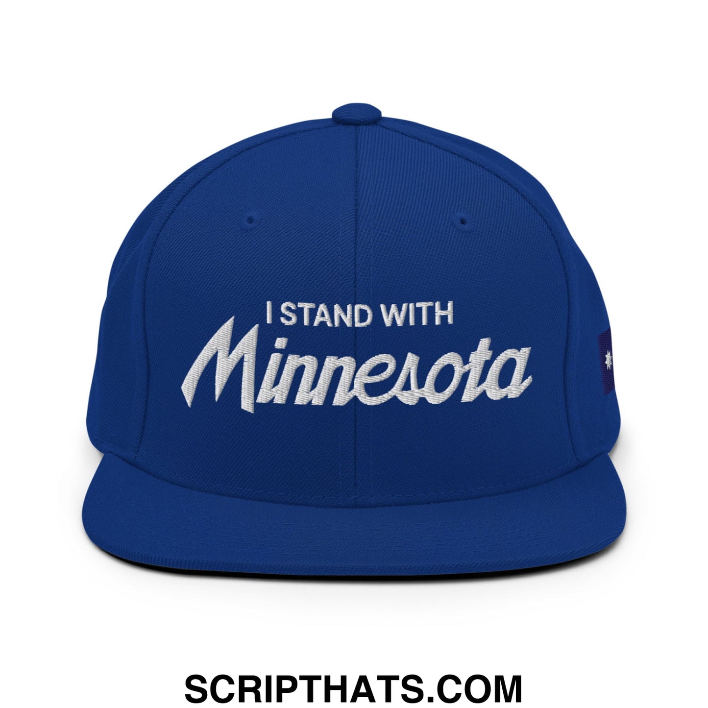 I Stand With Minnesota Flag Embroidered Flat Bill Brim Snapback Hat Royal Blue