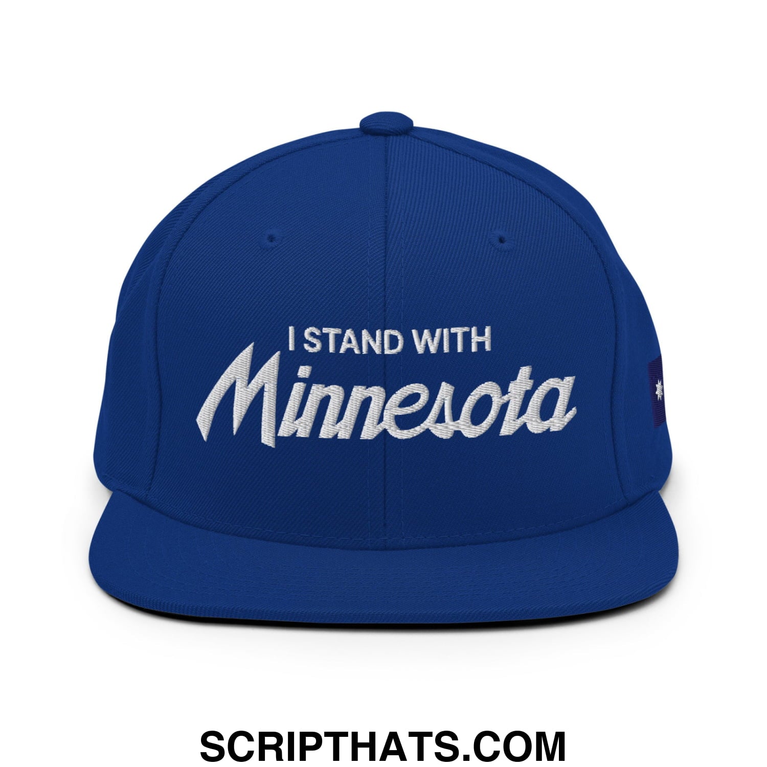 I Stand With Minnesota Flag Embroidered Flat Bill Brim Snapback Hat Royal Blue