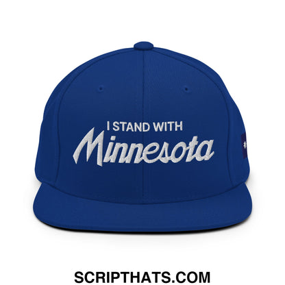 I Stand With Minnesota Flag Embroidered Flat Bill Brim Snapback Hat Royal Blue