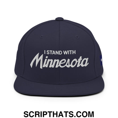 I Stand With Minnesota Flag Embroidered Flat Bill Brim Snapback Hat Navy