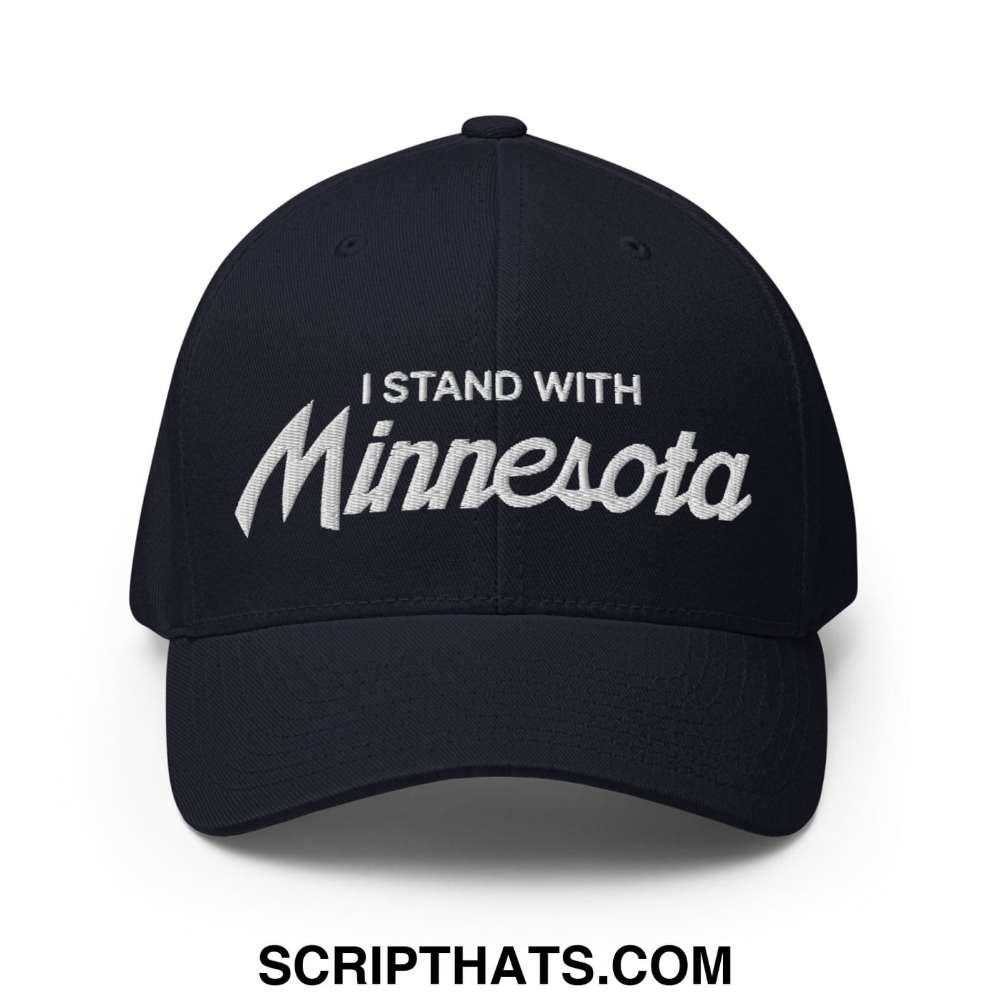 I Stand With Minnesota Flag Embroidered Stretch Fit Baseball Hat Dark Navy