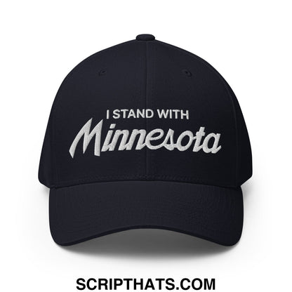 I Stand With Minnesota Flag Embroidered Stretch Fit Baseball Hat Dark Navy