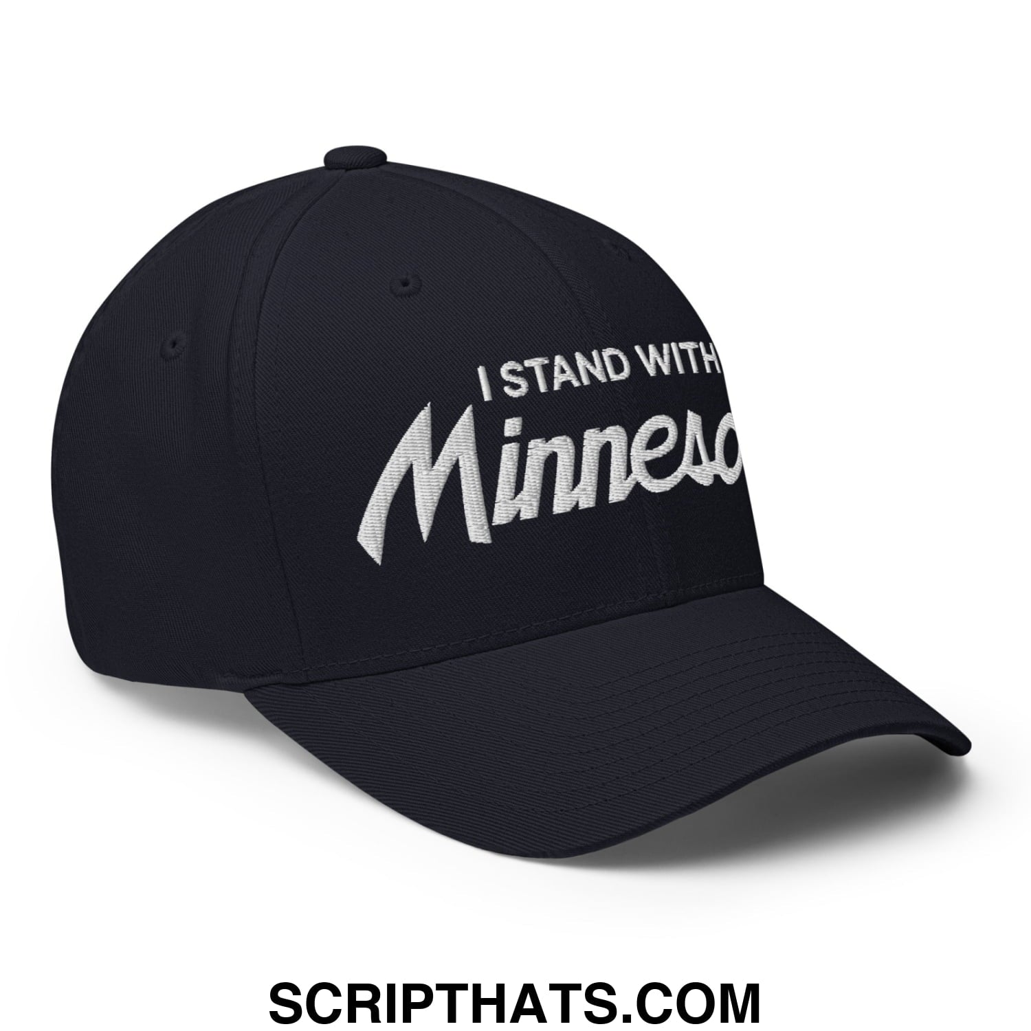 I Stand With Minnesota Flag Embroidered Stretch Fit Baseball Hat Dark Navy