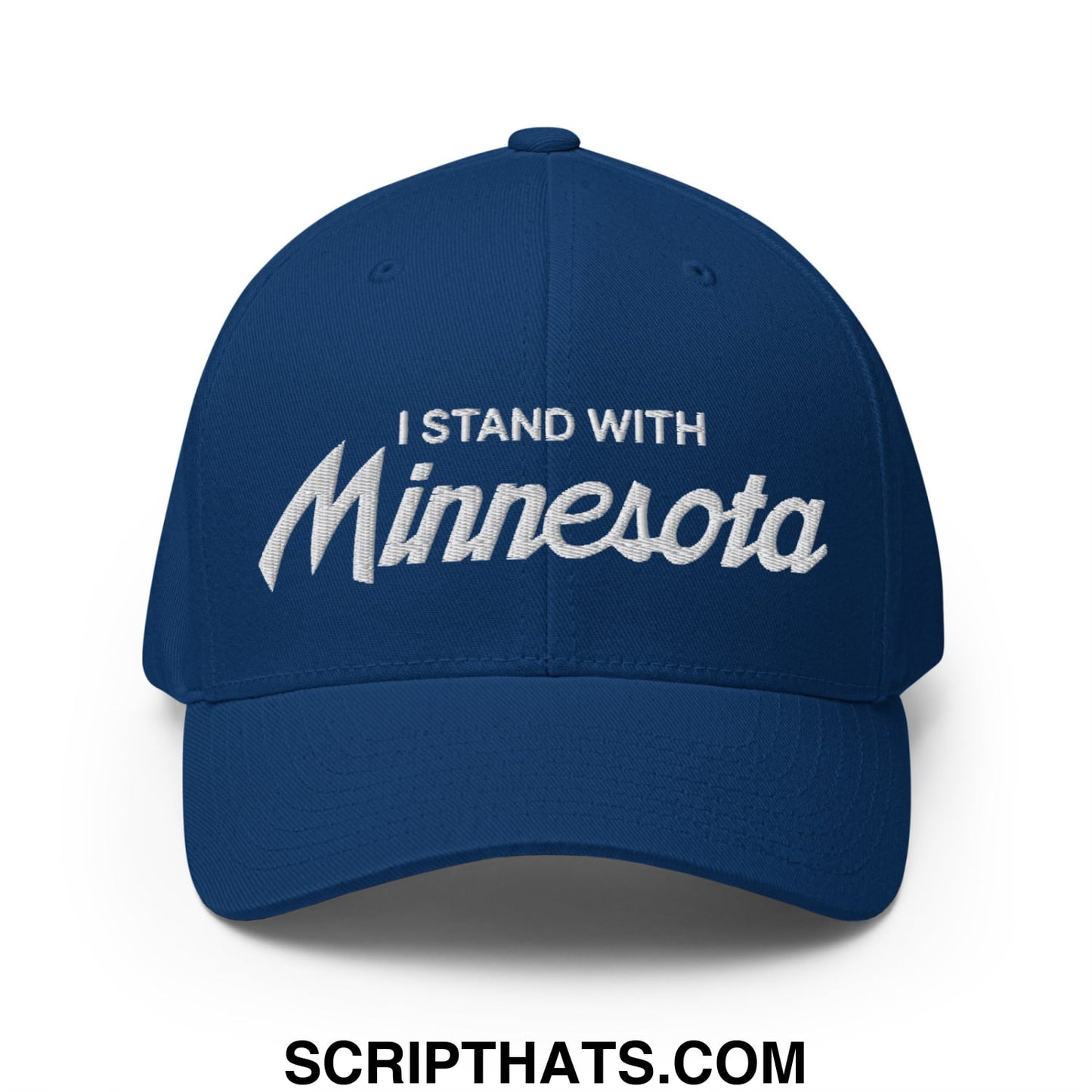 I Stand With Minnesota Flag Embroidered Stretch Fit Baseball Hat Royal Blue