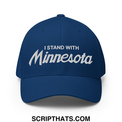 I Stand With Minnesota Flag Embroidered Stretch Fit Baseball Hat Royal Blue