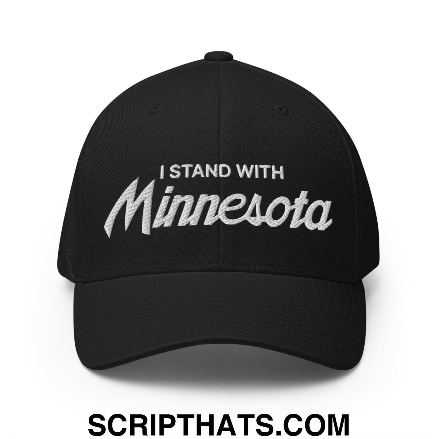 I Stand With Minnesota Flag Embroidered Stretch Fit Baseball Hat Black