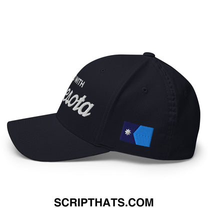 I Stand With Minnesota Flag Embroidered Stretch Fit Baseball Hat Dark Navy