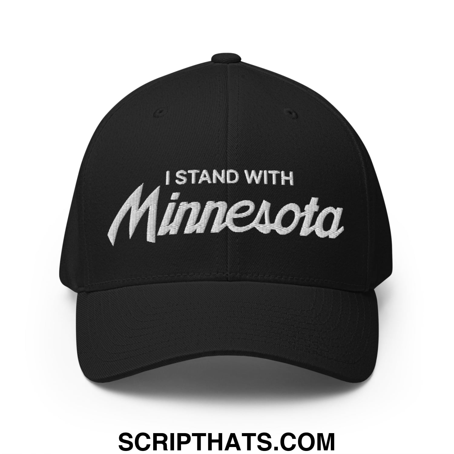 I Stand With Minnesota Flag Embroidered Stretch Fit Baseball Hat Black