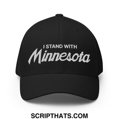 I Stand With Minnesota Flag Embroidered Stretch Fit Baseball Hat Black