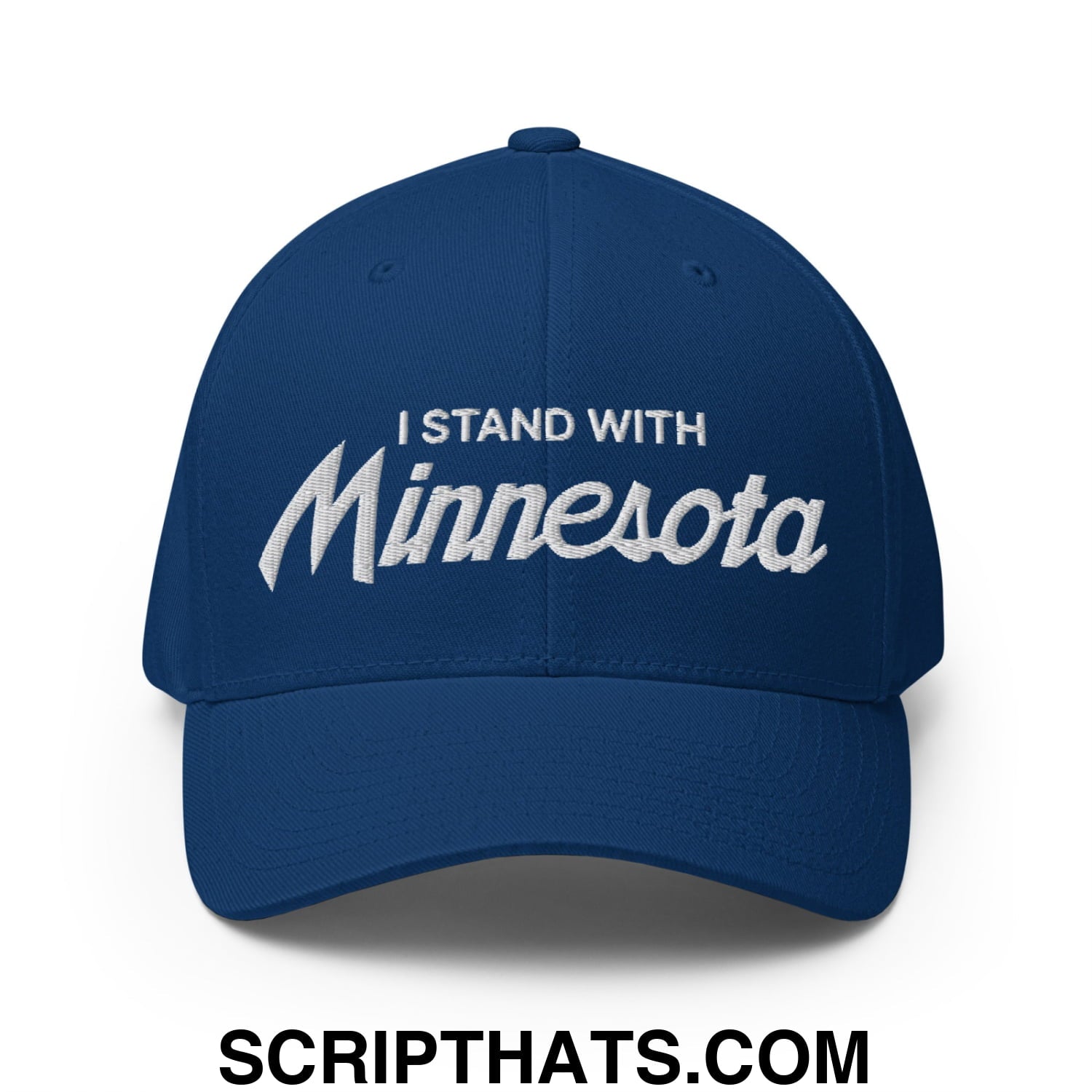 I Stand With Minnesota Flag Embroidered Stretch Fit Baseball Hat Royal Blue