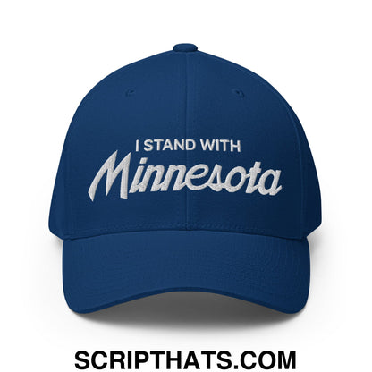 I Stand With Minnesota Flag Embroidered Stretch Fit Baseball Hat Royal Blue