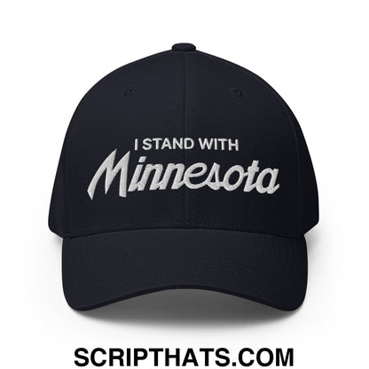 I Stand With Minnesota Flag Embroidered Stretch Fit Baseball Hat Dark Navy