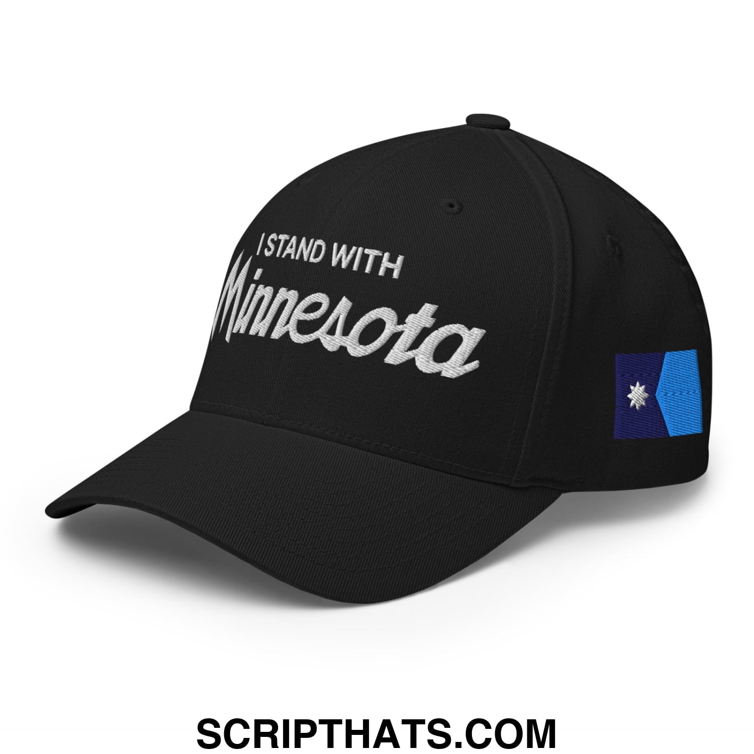 I Stand With Minnesota Flag Embroidered Stretch Fit Baseball Hat Black